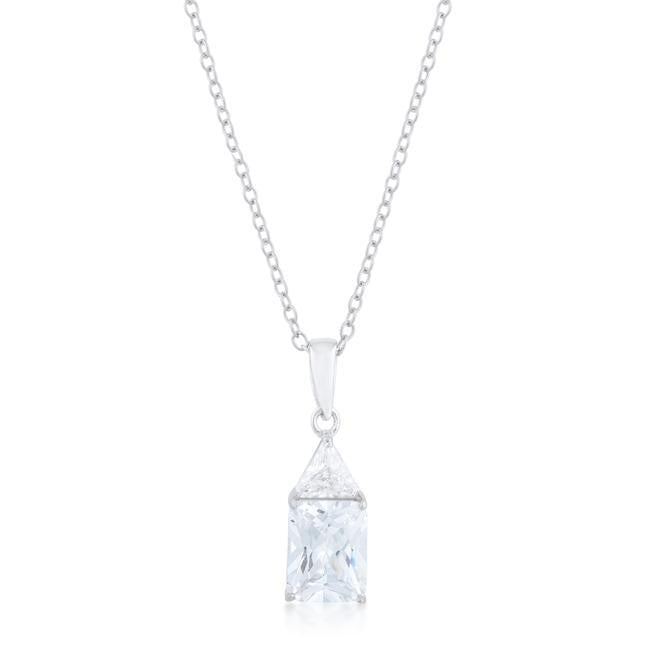 Classic Cubic Zirconia Sterling Silver Drop Necklace