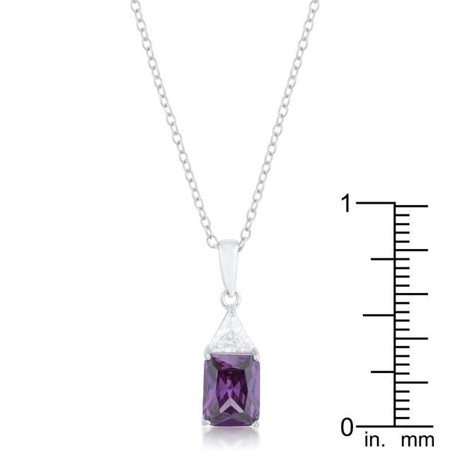 Classic Amethyst Cubic Zirconia Sterling Silver Drop Necklace