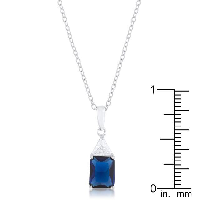 Classic Sapphire Cubic Zirconia Sterling Silver Drop Necklace