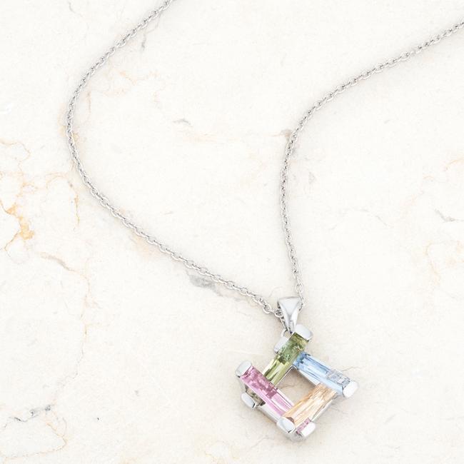 Myra Necklace 10ct Multicolor Rhodium Necklace