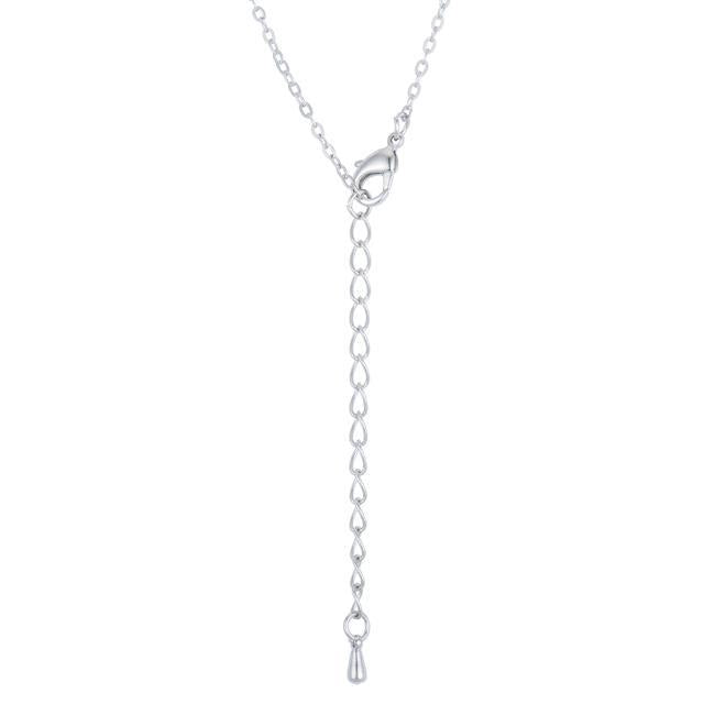 Lovely Rhodium Necklace with CZ Disk Pendant