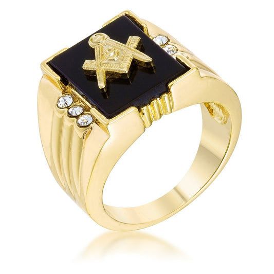 Onyx Masonic Mens Ring