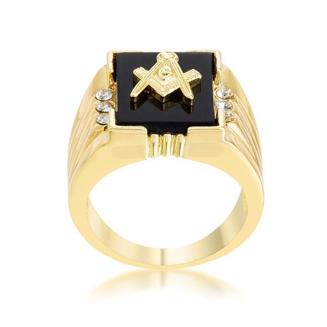 Onyx Masonic Mens Ring