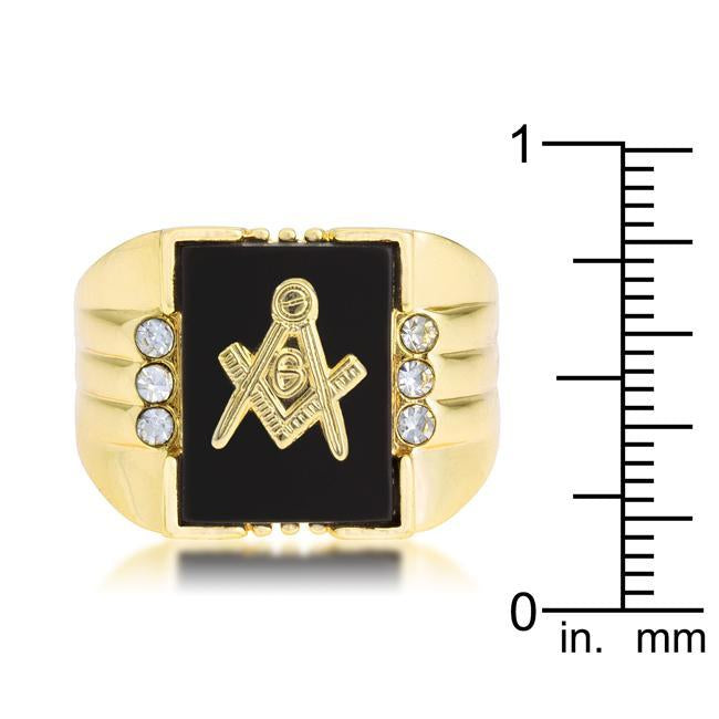 Onyx Masonic Mens Ring