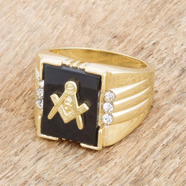 Onyx Masonic Mens Ring