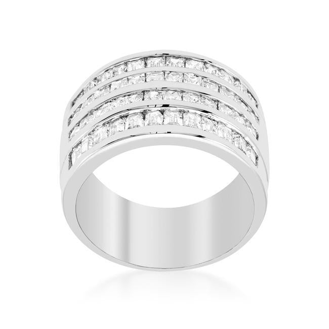 4 Row Gold Cubic Zirconia Cocktail Ring