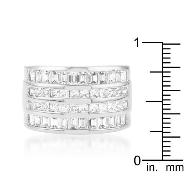 4 Row Gold Cubic Zirconia Cocktail Ring