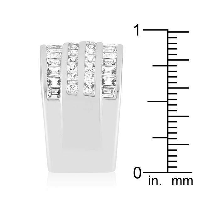 4 Row Gold Cubic Zirconia Cocktail Ring