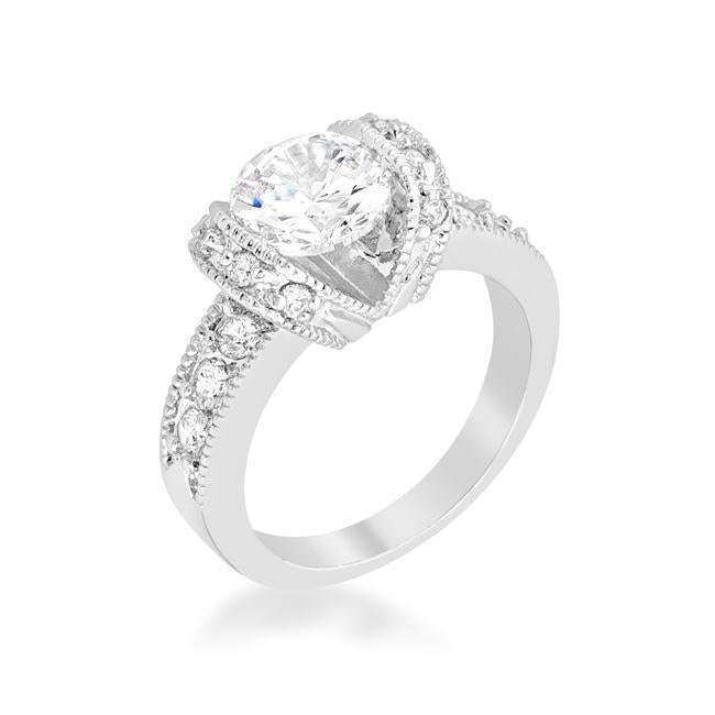 4 Row Rhodium Cubic Zirconia Cocktail Ring