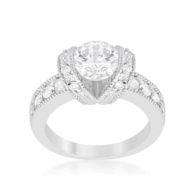 4 Row Rhodium Cubic Zirconia Cocktail Ring