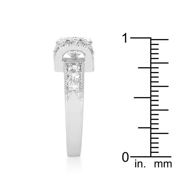 4 Row Rhodium Cubic Zirconia Cocktail Ring