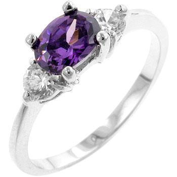 Miranna 1.2ct Fuchsia CZ Rhodium Classic Oval Ring