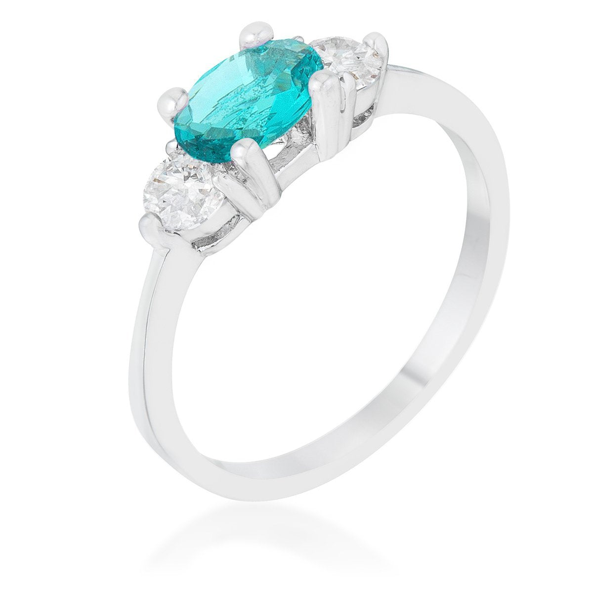 Miranna 1.2ct Blue Topaz CZ Rhodium Classic Oval Ring