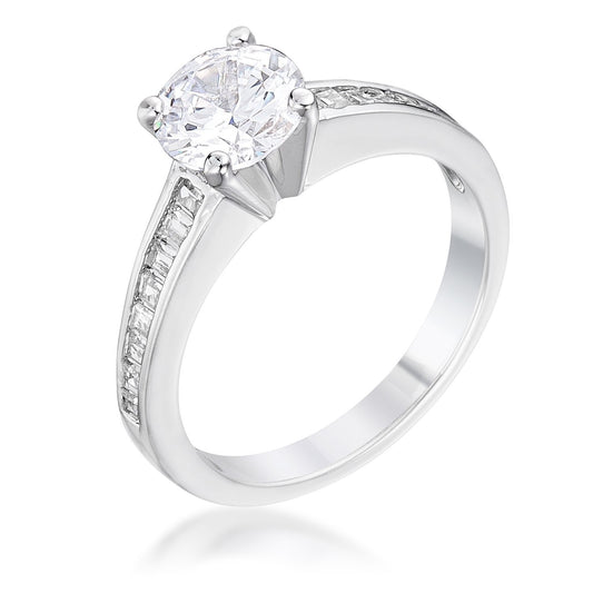 Miranna 1.2ct Champagne CZ Rhodium Classic Oval Ring