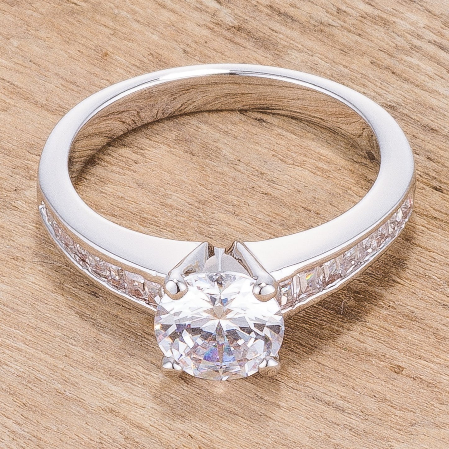 Miranna 1.2ct Champagne CZ Rhodium Classic Oval Ring