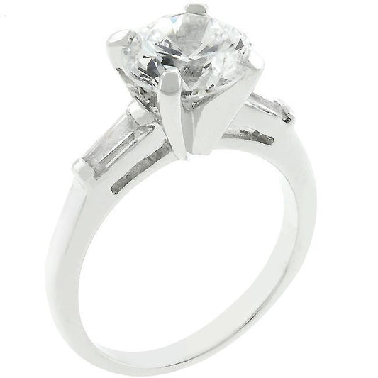 Classic Rhodium Plated Engagement Ring