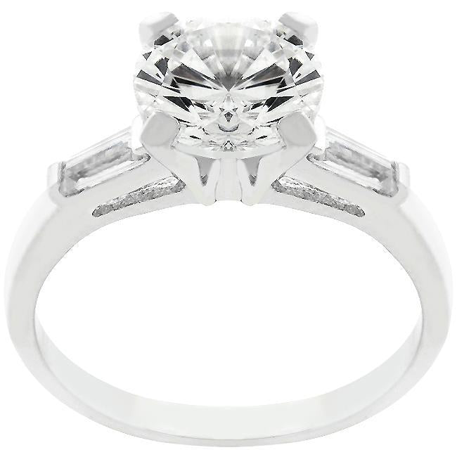 Classic Rhodium Plated Engagement Ring