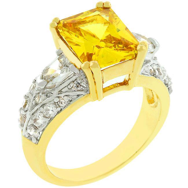 Yellow Cubic Zirconia Cocktail Ring