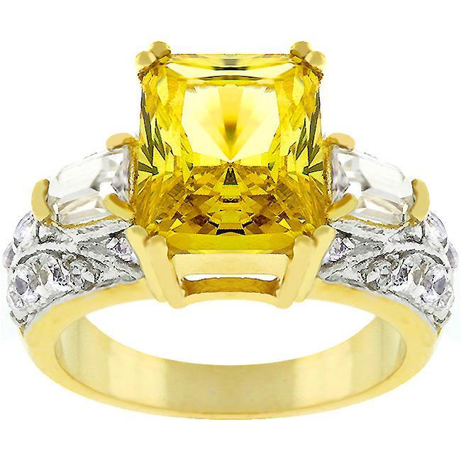 Yellow Cubic Zirconia Cocktail Ring