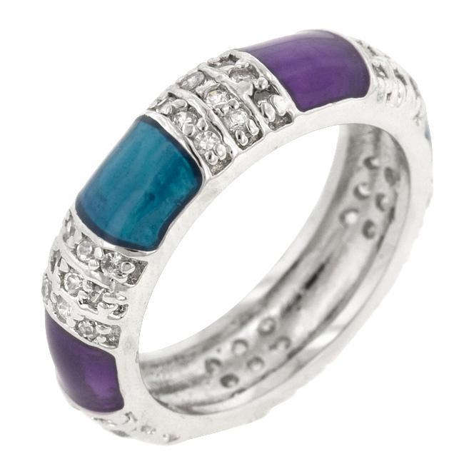 Purple Enamel Cubic Zirconia Ring