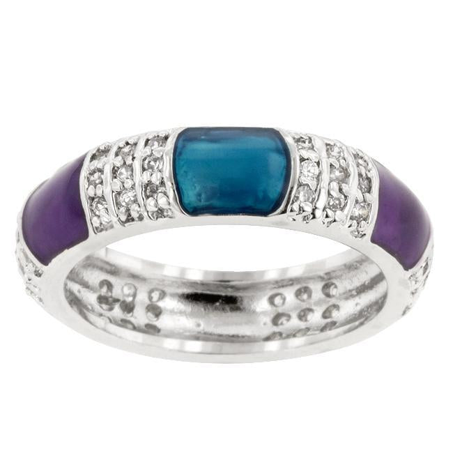 Purple Enamel Cubic Zirconia Ring