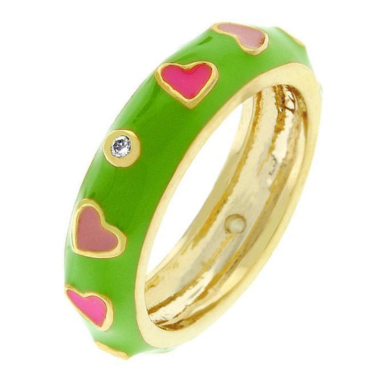 Sorbet Enamel Hearts Ring