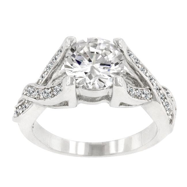 Rhodium Plated Marquise Centerpiece Ring