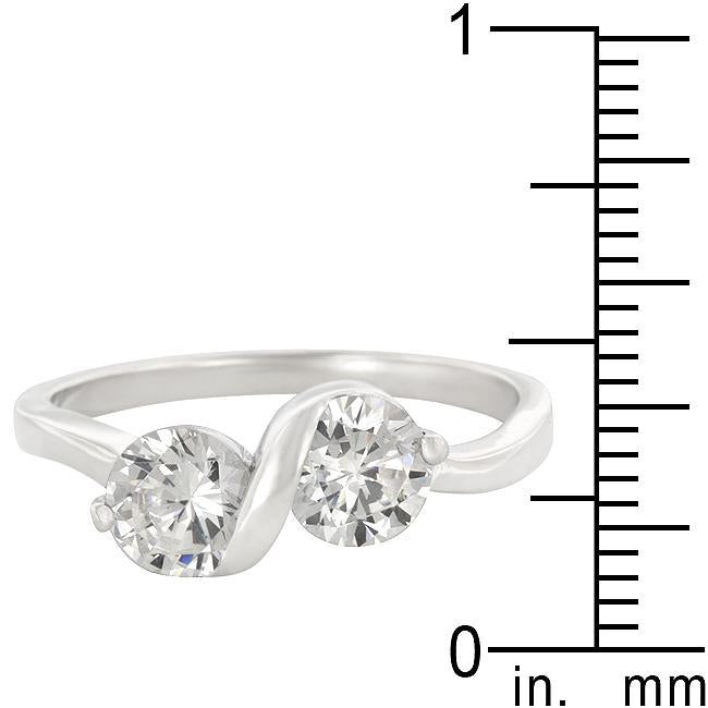 Rhodium Plated Finish Dual Hearts Anniversary Ring