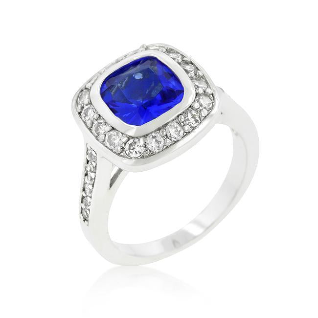 Deep Blue Sapphire Engagement Ring