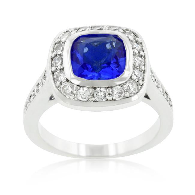 Deep Blue Sapphire Engagement Ring