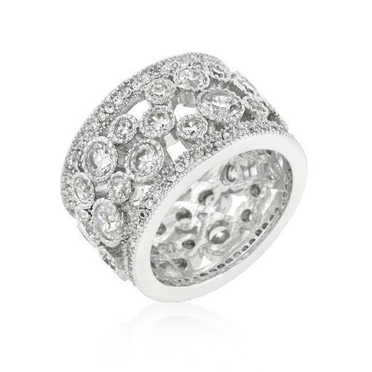 Elegant Clear Cubic Zirconia Crest Ring