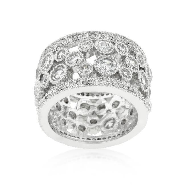 Elegant Clear Cubic Zirconia Crest Ring