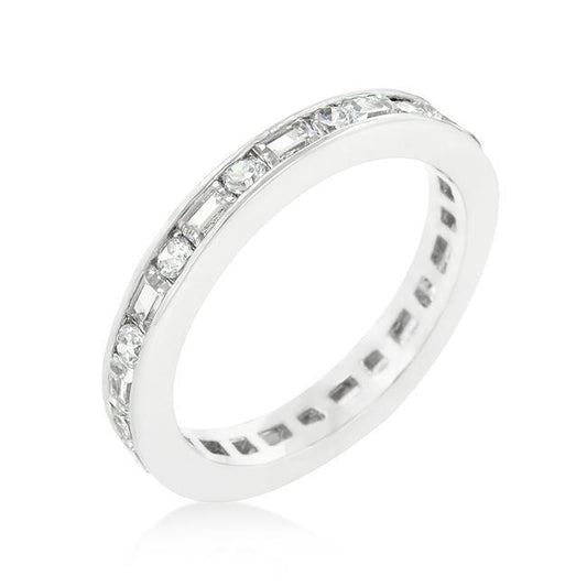 Alternating Cubic Zirconia Eternity Band in Goldtone Finish