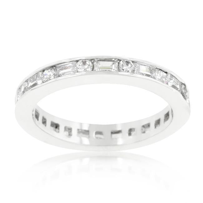 Alternating Cubic Zirconia Eternity Band in Goldtone Finish