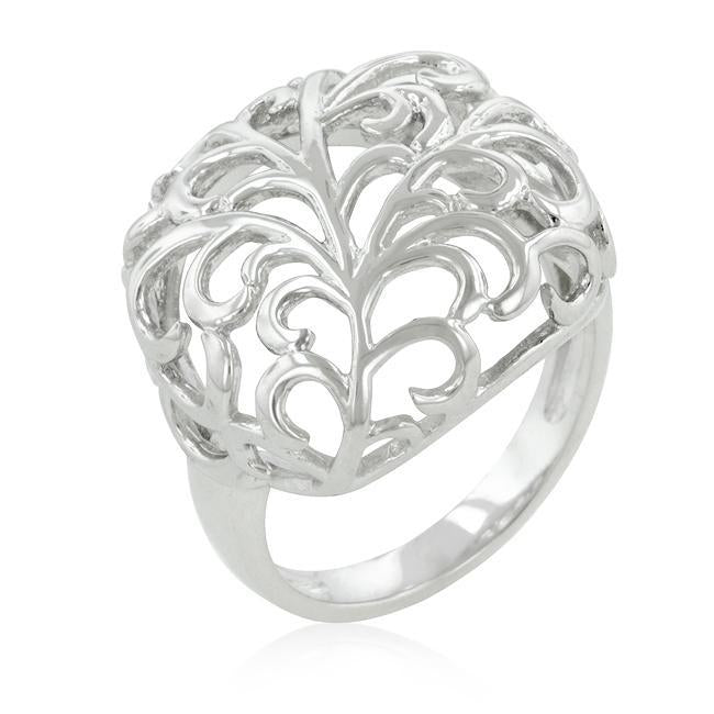 Rhodium Plated Finish Abstract Statement Ring