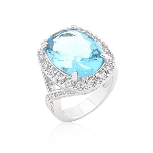 Solitaire Aqua Pear Cut Ring