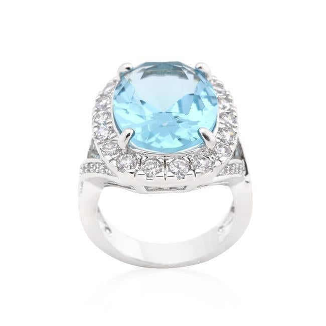 Solitaire Aqua Pear Cut Ring