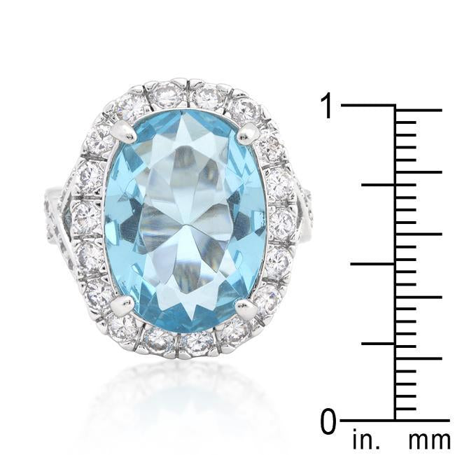 Solitaire Aqua Pear Cut Ring