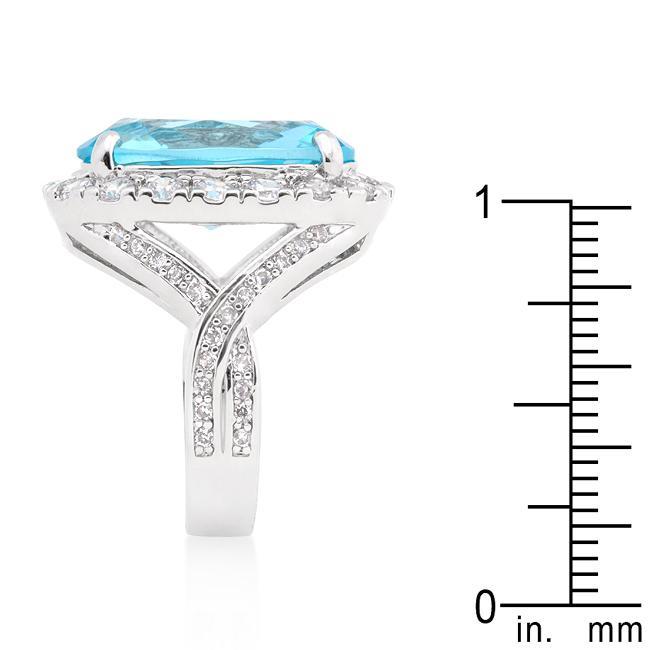 Solitaire Aqua Pear Cut Ring