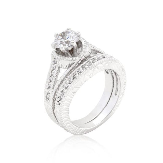 Princess Cut Filigree Bridal Ring Set