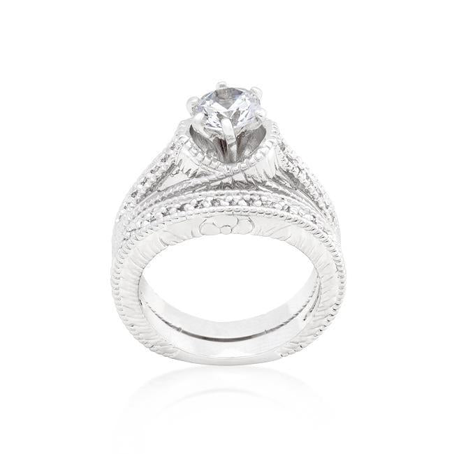 Princess Cut Filigree Bridal Ring Set