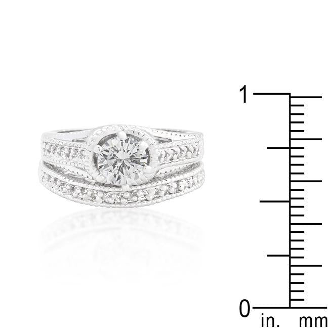 Princess Cut Filigree Bridal Ring Set