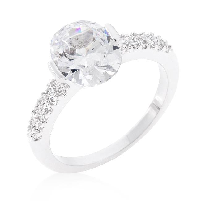 Aqua Oval Cubic Zirconia Engagement Ring