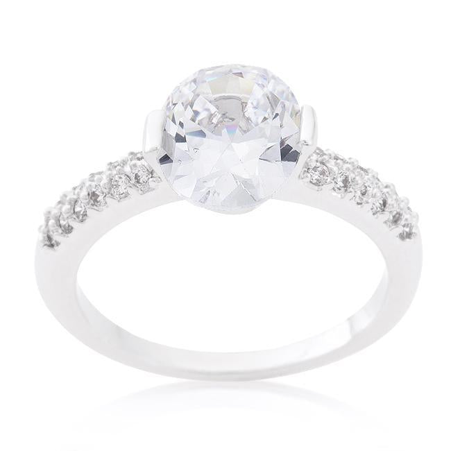 Aqua Oval Cubic Zirconia Engagement Ring