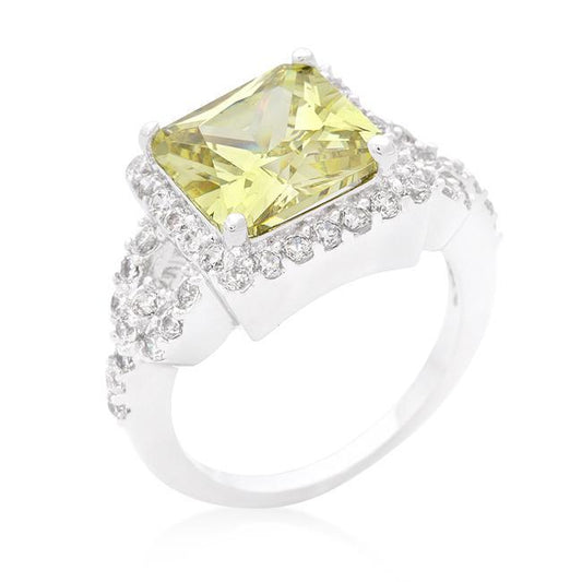 Halo Style Princess Cut Emerald Green Cocktail Ring