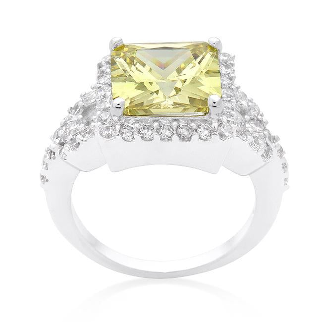 Halo Style Princess Cut Emerald Green Cocktail Ring