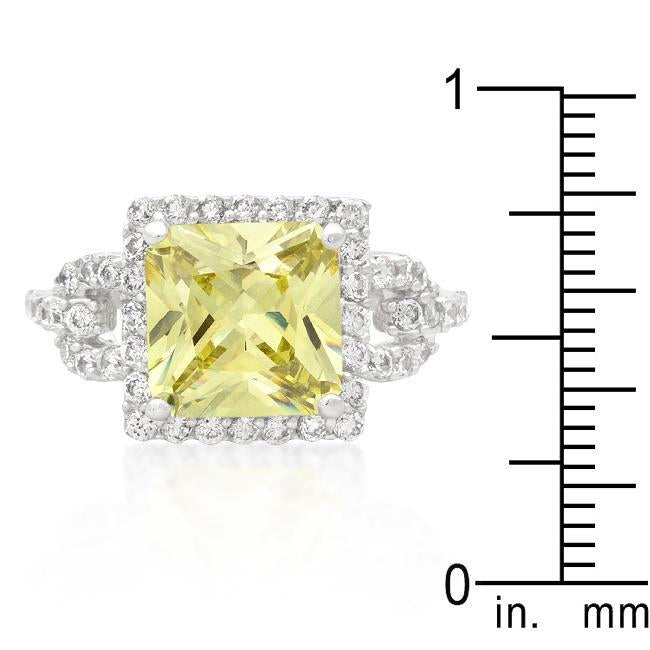 Halo Style Princess Cut Emerald Green Cocktail Ring