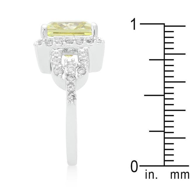 Halo Style Princess Cut Emerald Green Cocktail Ring