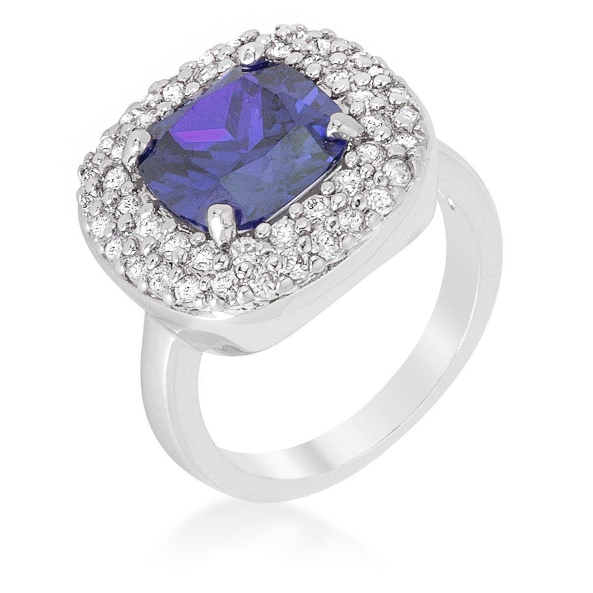 Micropave Purple Bridal Cocktail Ring