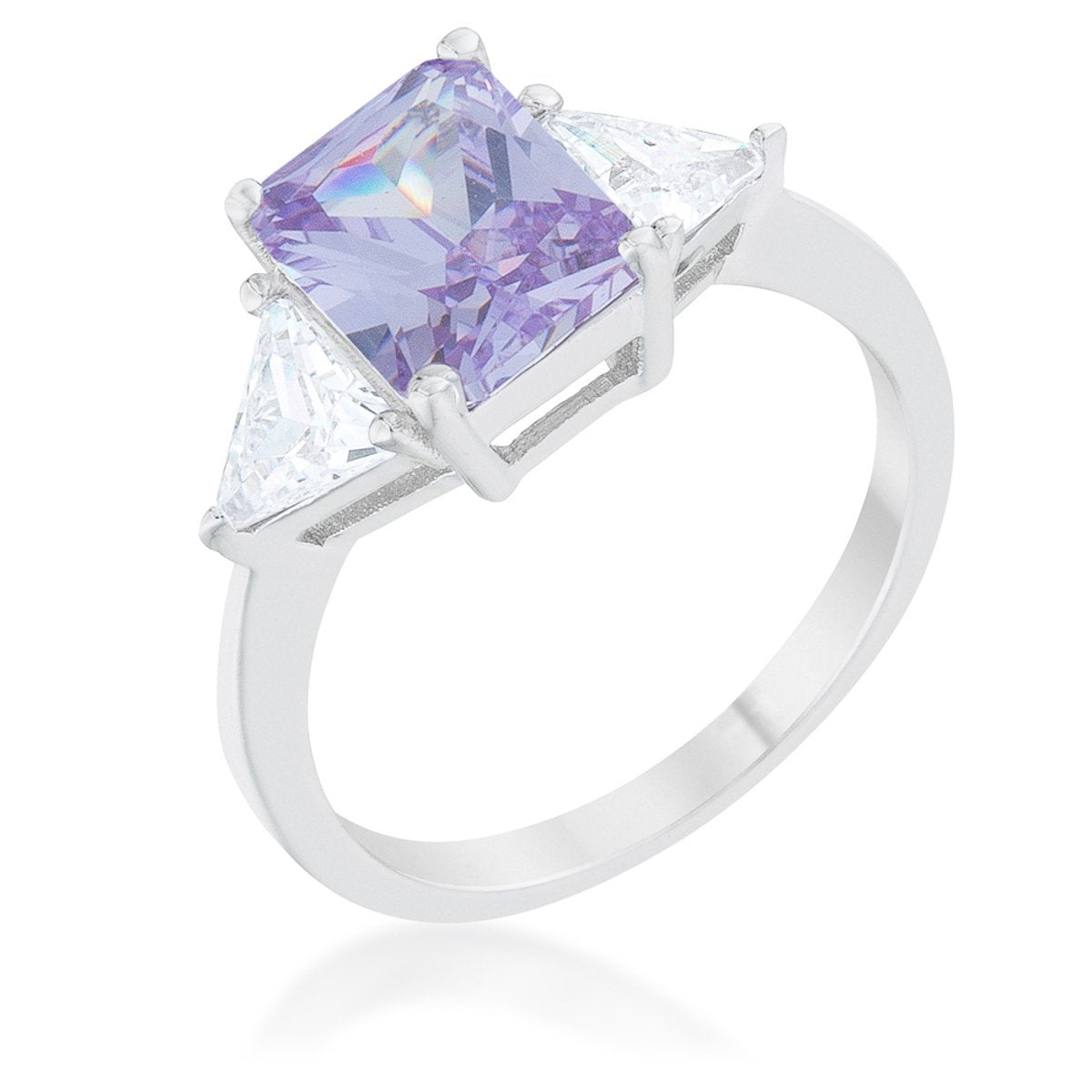 Classic Amethyst Rhodium Engagement Ring